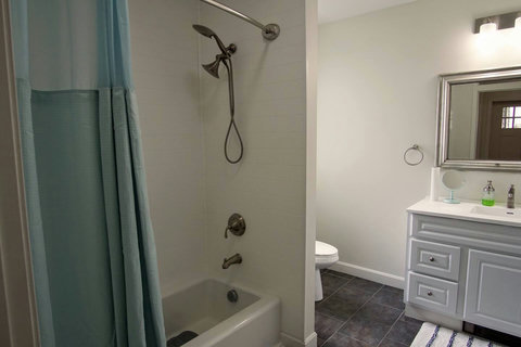Big bathroom with double sized closet too.
