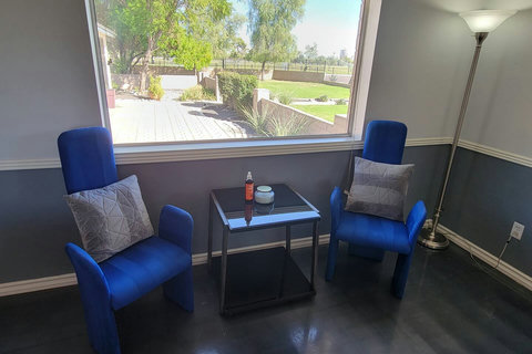 Enjoy your morning beverage with views of the adjacent encanto golf course!