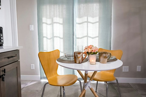 Indoor dining for two.