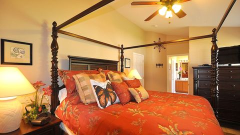 The four-poster king-size canopy bed will have you sleeping like a king at night.