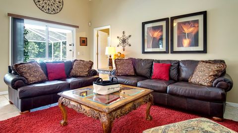 Quality, comfortable furniture invite you to relax and enjoy your time at Pleasant Oak Villa.