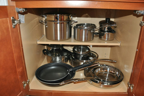 The kitchen is well stocked for cooking complete meals. Everything you need is provided, including a large fridge with ice-maker and Keurig pod coffee maker.