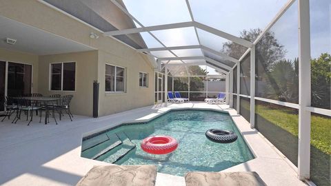 Our pool enclosure extends past the house on both sides, providing lots of sun all year long!