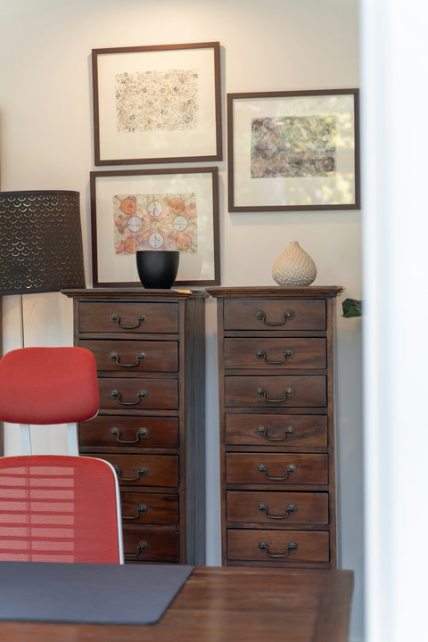 Thoughtful artwork, warm timber furniture and character-filled details add personality throughout the home