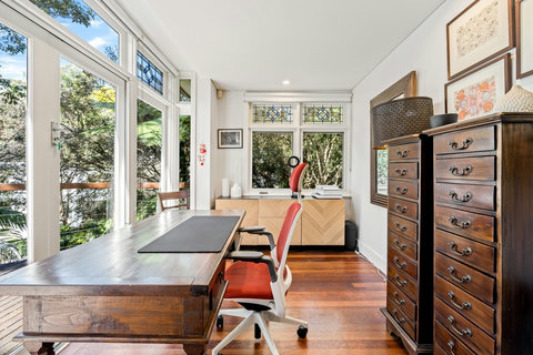 Settle in at the spacious desk, ideal for working remotely or planning your Sydney adventures