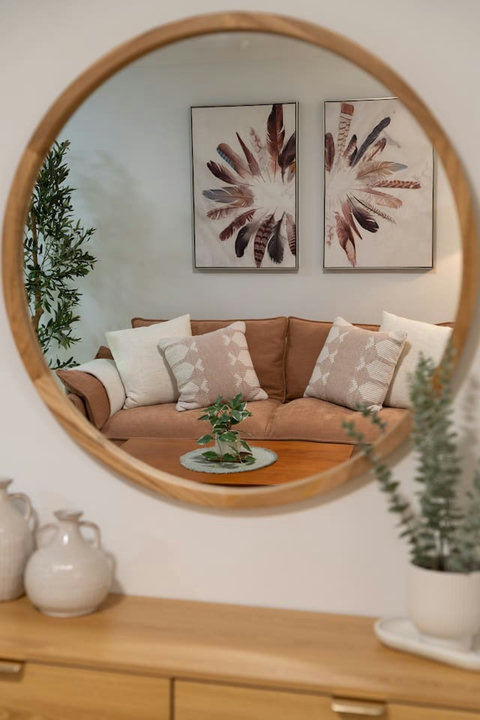 Thoughtful details and warm styling add a welcoming touch to the relaxed living space