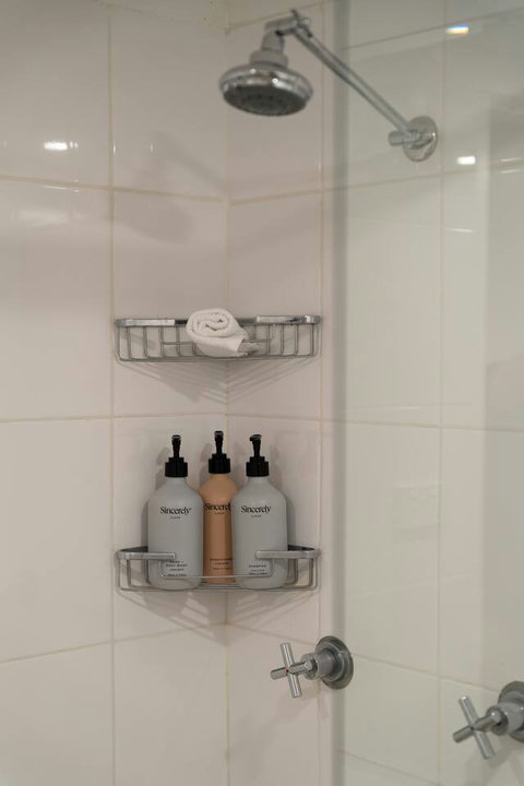 A refreshing shower and thoughtful bathroom essentials await after a busy day exploring Sydney