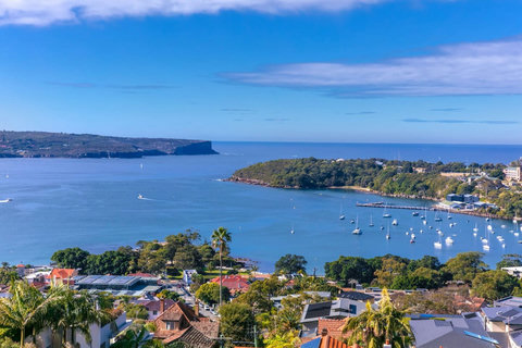 Sweeping outlook across Middle Harbour, with boats on the water and headlands stretching towards the horizon
