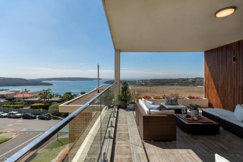 Elevated terrace with wide views across Balmoral Bay and plenty of room to unwind outdoors