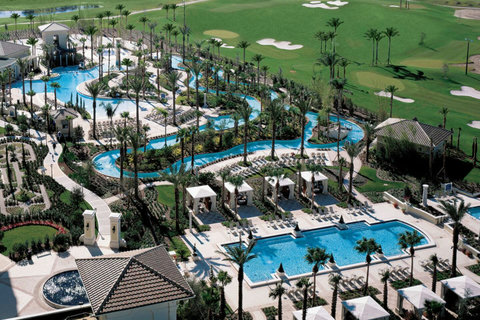 Orlando's only resort wave pool, lazy river, family pool, 125-foot corkscrew waterslide, adults-only pool. Daypass access from $15 Child or $40 Adult ($15 discount after 4 pm) (only about 5 miles away, based on availability & price subject to change)