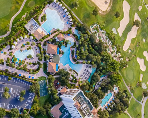Orlando's only resort wave pool, lazy river, family pool, 125-foot corkscrew waterslide, adults-only pool. Daypass access from $15 Child or $40 Adult ($15 discount after 4 pm) (only about 5 miles away, based on availability & price subject to change)