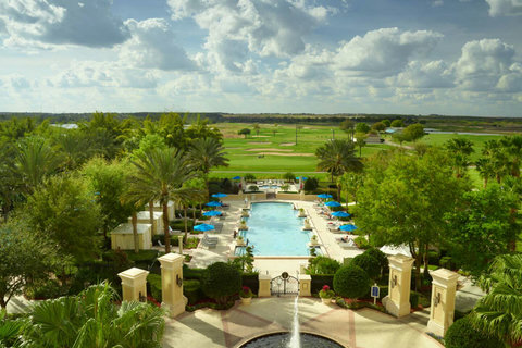 Orlando's only resort wave pool, lazy river, family pool, 125-foot corkscrew waterslide, adults-only pool. Daypass access from $15 Child or $40 Adult ($15 discount after 4 pm) (only about 5 miles away, based on availability & price subject to change)