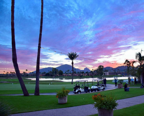 Your McCormick Ranch Resort Retreat: Experience a stunning Resort with Golf, Tennis & Spa amenities. Our private villa can be seen in this photo in the background on the other side of the lake in McCormick Ranch in the heart of Scottsdale.