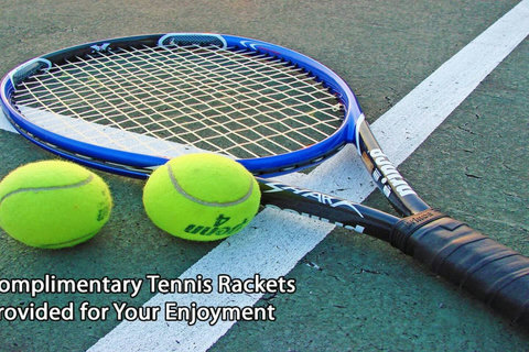 Experience our complimentary tennis rackets, perfect for active days on the courts.