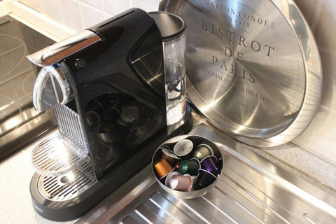 Enjoy the convenience of a top-rated Nespresso Cappuccino Latte Maker, creating delectable cappuccinos and lattes in the comfort of your stay.
