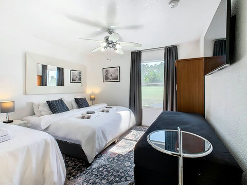 Versatile sleeping options! Choose between 1 King Bed or 2 Twin Beds and 1 Twin Bed for a comfortable stay.
