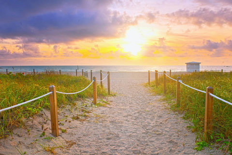 Power walk or enjoy our complimentary FREE Daily rides from home to  this closest finest BEACH at Collins Park South Beach with excellent full-service beach resort chairs-, umbrellas-, and canopy rentals.