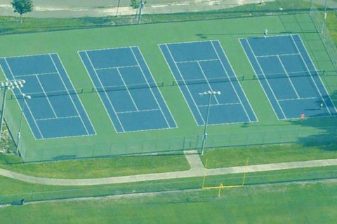 Wesley Chapel District Park Recreation Center with complimentary 8 hard and wood Tennis & Pickleball courts (6 indoors and 2 outdoors). Lines permanent, portable nets available. Restrooms, water, and lights. First come first serve basis. 4 miles away
