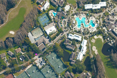 You can see our fantastic Tampa Golf & Tennis Villa location. See the purple marker of our Saddlebrook Guest House location next to the Resort Tennis Academy, Golf Pros Shop, and the Resort SPA – available for reservation with day Resort Passes.