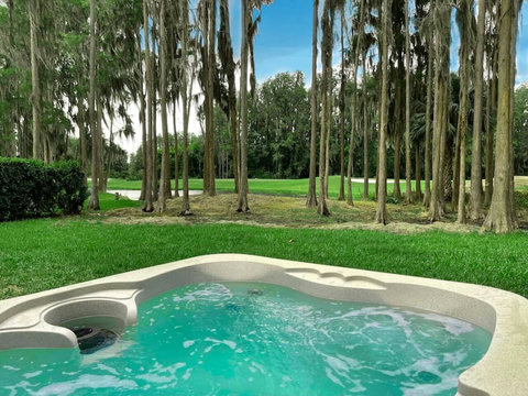 Relax in our back garden with Thermal SPA Pool (not heated) (marked as a private pool in amenities) overlooking lake and golf. Only a stone throw about 100 yards away to Saddlebrook Golf & Tennis pro shop and resort community restaurant.
