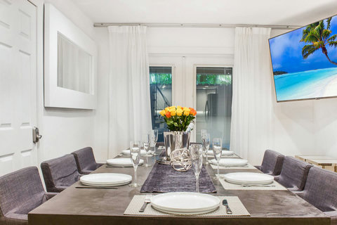 Luxury Restoration Hardware Extended Meeting - Dining - Private chef table. Table can easily be extended with set up of 14-16 persons with more/smaller chairs when needed.