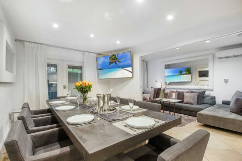 Luxury Restoration Hardware Extended Meeting - Dining - Private chef table. Table can easily be extended with set up of 14-16 persons with more/smaller chairs when needed.