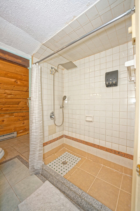Bathroom and shower with rainfall shower head