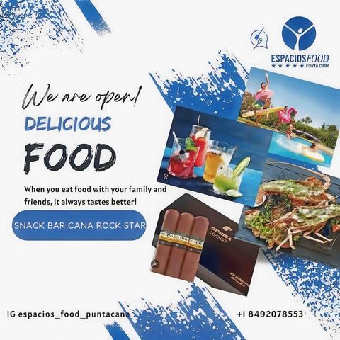 Espacios Food Punta Cana es nuestro Snack Bar. Está ubicado en nuestro condominio Cana Rock Star a solo 5 minutos caminando desde el apartamento. Puede ir a consumir o solicitar nuestro Delivery hasta su apartamento. 