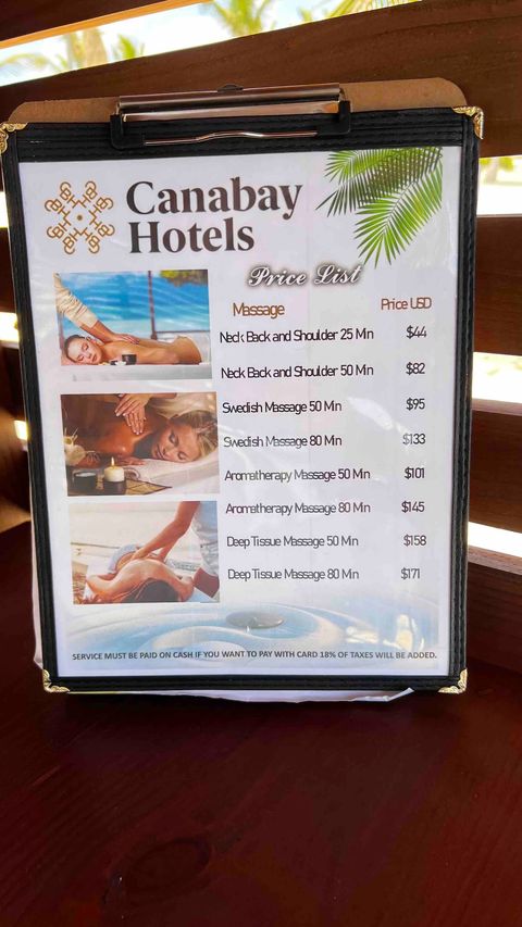 Precios masajes en Beach Club 