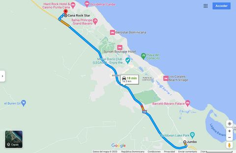 Recorrido desde el apartamento hasta Supermercado Jumbo. Jumbo es uno de los supermercados más completos de Punta Cana. Damos servicio de pago de llevar, esperar y regresar a nuestros huéspedes. Solicítennos información.