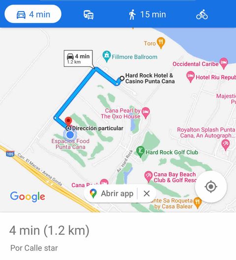 Recorrido desde el apartamento hasta el Hotel Hard Rock Punta Cana.