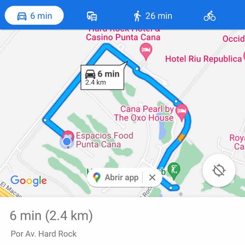 Recorrido desde el apartamento hasta el club de golf.