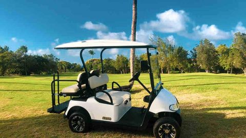 Alquiler de carrito de golf según disponibilidad.