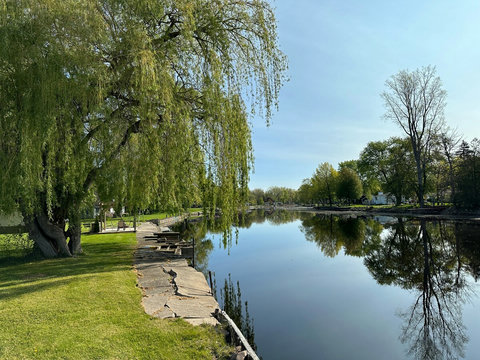 Looking downstream from the West end of the property along the seawall.