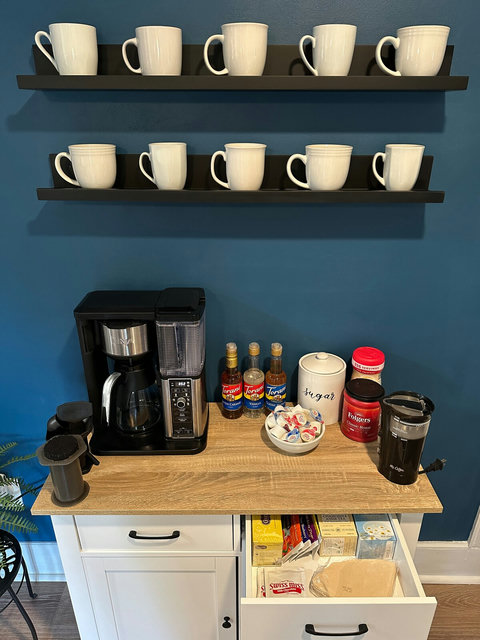 Enjoy a cup of coffee or tea from our coffee bar!