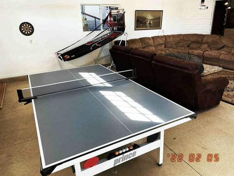 pink pong table in entertainment room