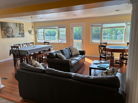 Living room in 1st floor overlooking the lake!