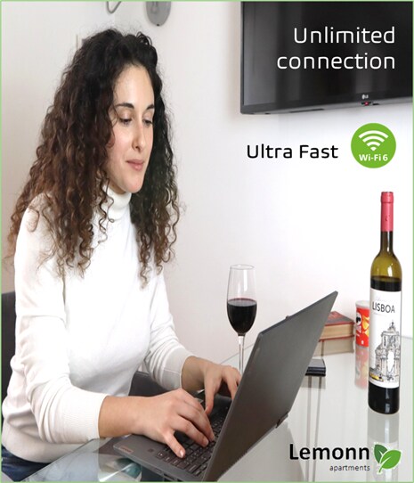 Lemonn Apartments are equipped for business travel / remote work. We have 1 GB Fibre internet, desk, 43” smart screen, laptop safe, USA/Cananda/UK electric adaptors. Access to print and copy services next door (copianco.com.pt) 