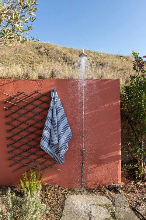 Outdoor shower by the pool