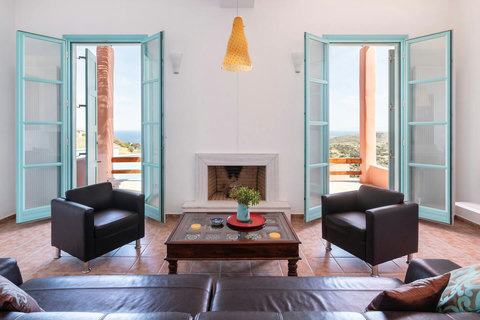 Detail of the living room with the fire place