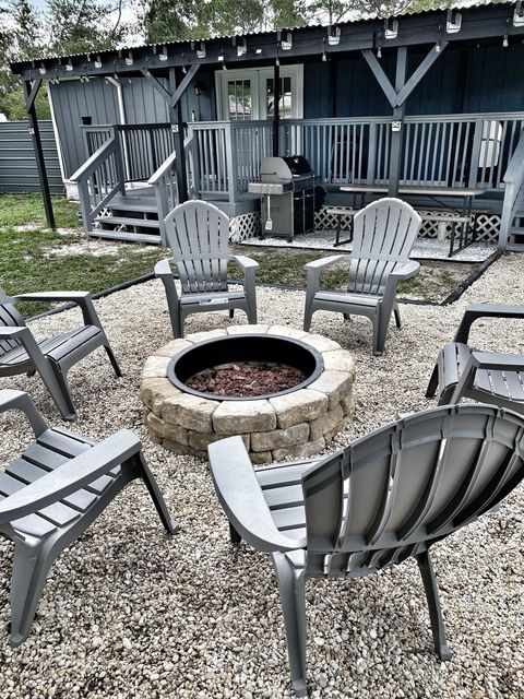 Fire Pit & Adirondack Chairs for fun day and night.