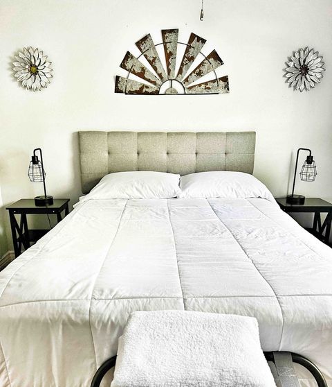 3rd Bedroom with Full Size Plush Bed, 32” Smart TV, closet with single roll away bed and full size Air bed in closet.