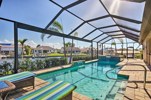 Saltwater pool with cascading waterfalls