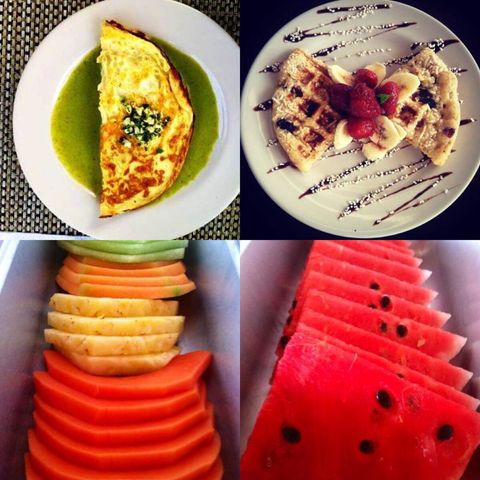 Sample of American breakfast items