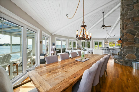 RH extension dining room table. Seating for 14.