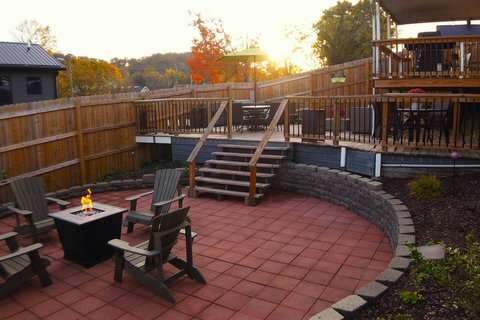 The fire pit patio area is a cozy spot to gather.