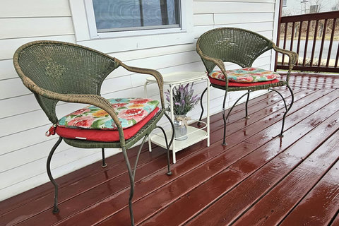 Sitting Area on Front Porch Overlooking City; catch a glimpse of the famous Bristol sign in the evening.
