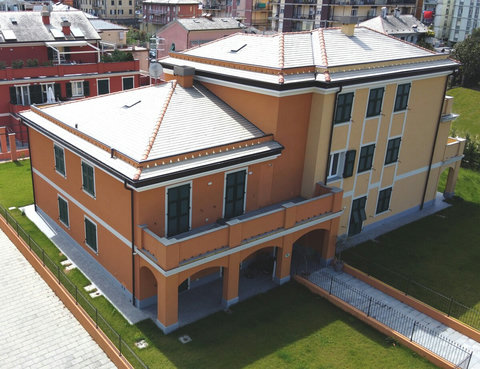 Exterior View of the building and the private gardens