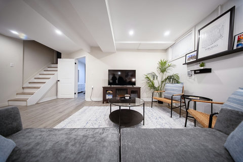 A living room made for Netflix, snacks, and good vibes.