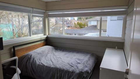 Queen sized bed, best lit room in the house, and workstation.  